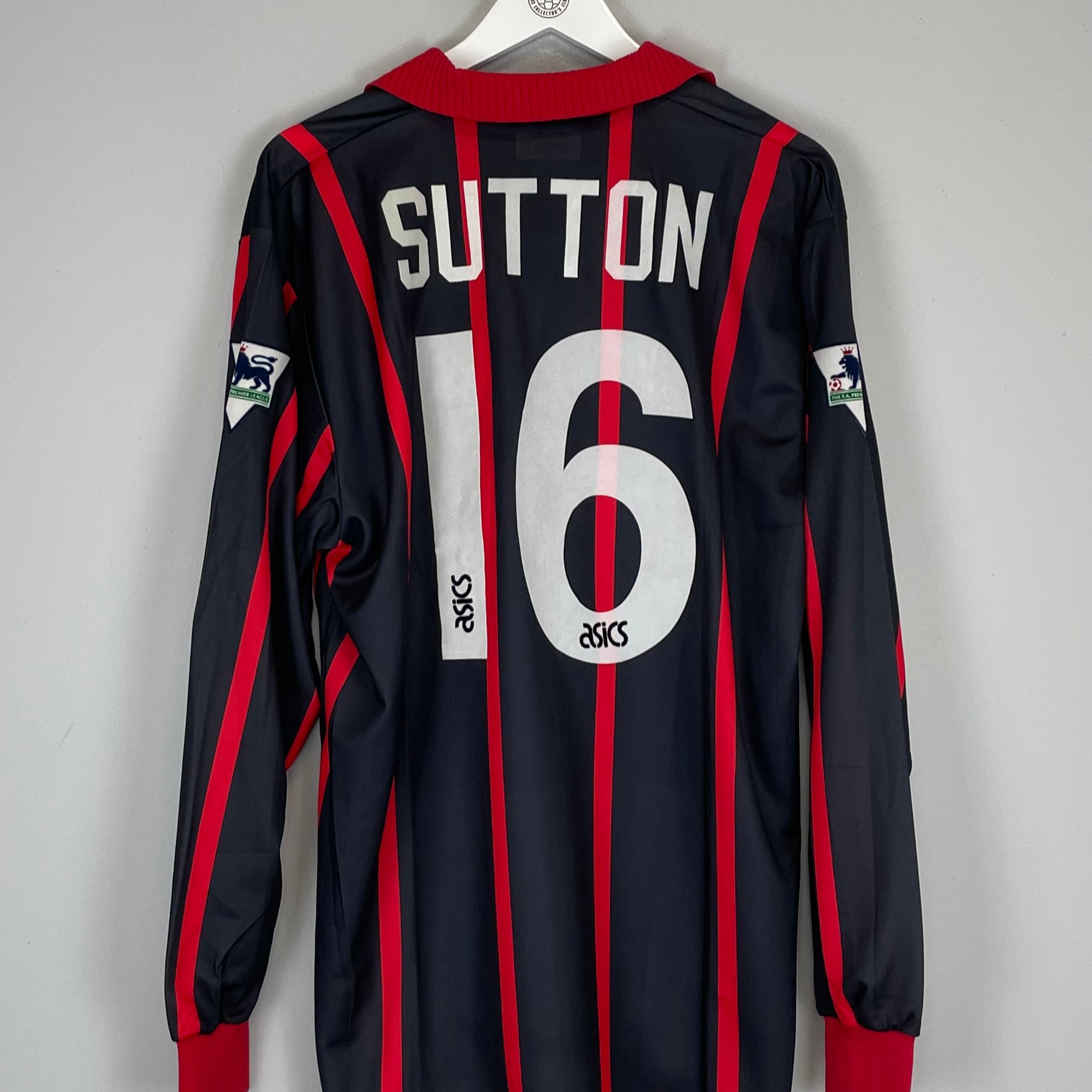 Shop 1994/95 BLACKBURN ROVERS SUTTON #16 L/S *MATCH ISSUE* AWAY SHIRT (XL) ASICS, classic football shirts, vintage football shirts & retro soccer jerseys at Cult Kits