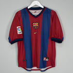 Shop 1998/00 BARCELONA GUARDIOLA #4 HOME SHIRT (M) NIKE, classic football shirts, vintage football shirts & retro soccer jerseys at Cult Kits