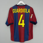 Shop 1998/00 BARCELONA GUARDIOLA #4 HOME SHIRT (M) NIKE, classic football shirts, vintage football shirts & retro soccer jerseys at Cult Kits