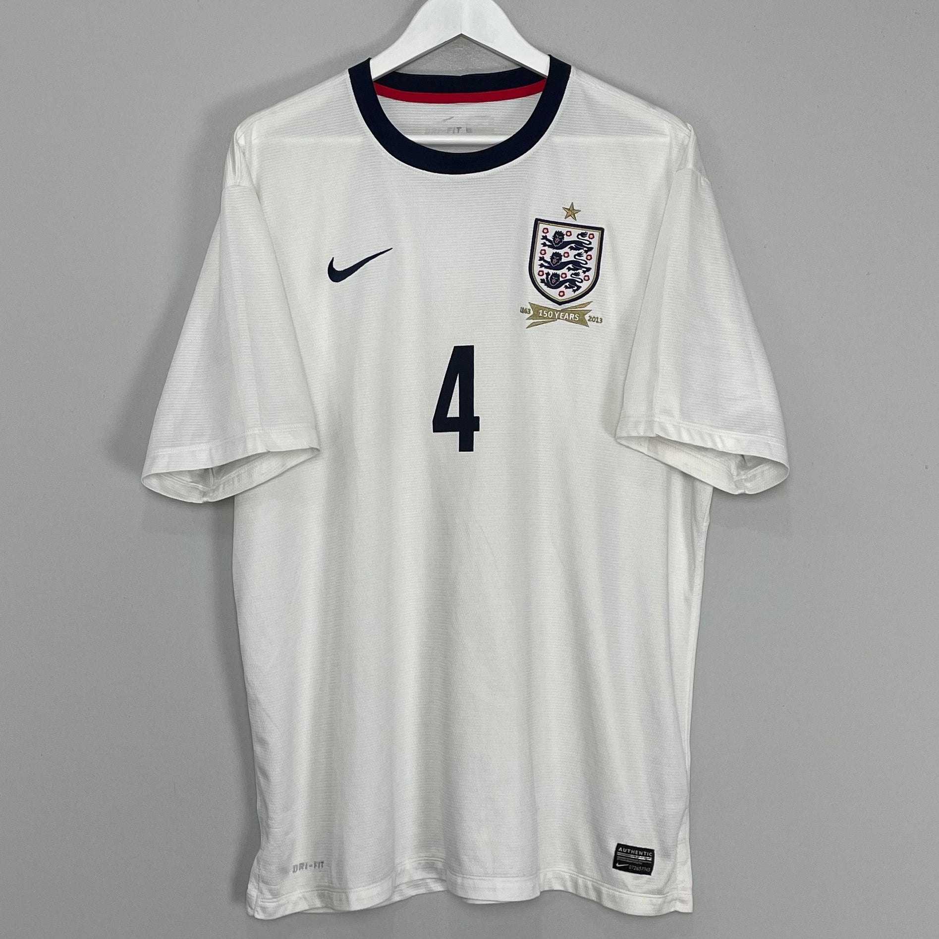 Shop 2013/14 ENGLAND GERRARD #4 *150 YEAR* HOME SHIRT (XL) NIKE, classic football shirts, vintage football shirts & retro soccer jerseys at Cult Kits