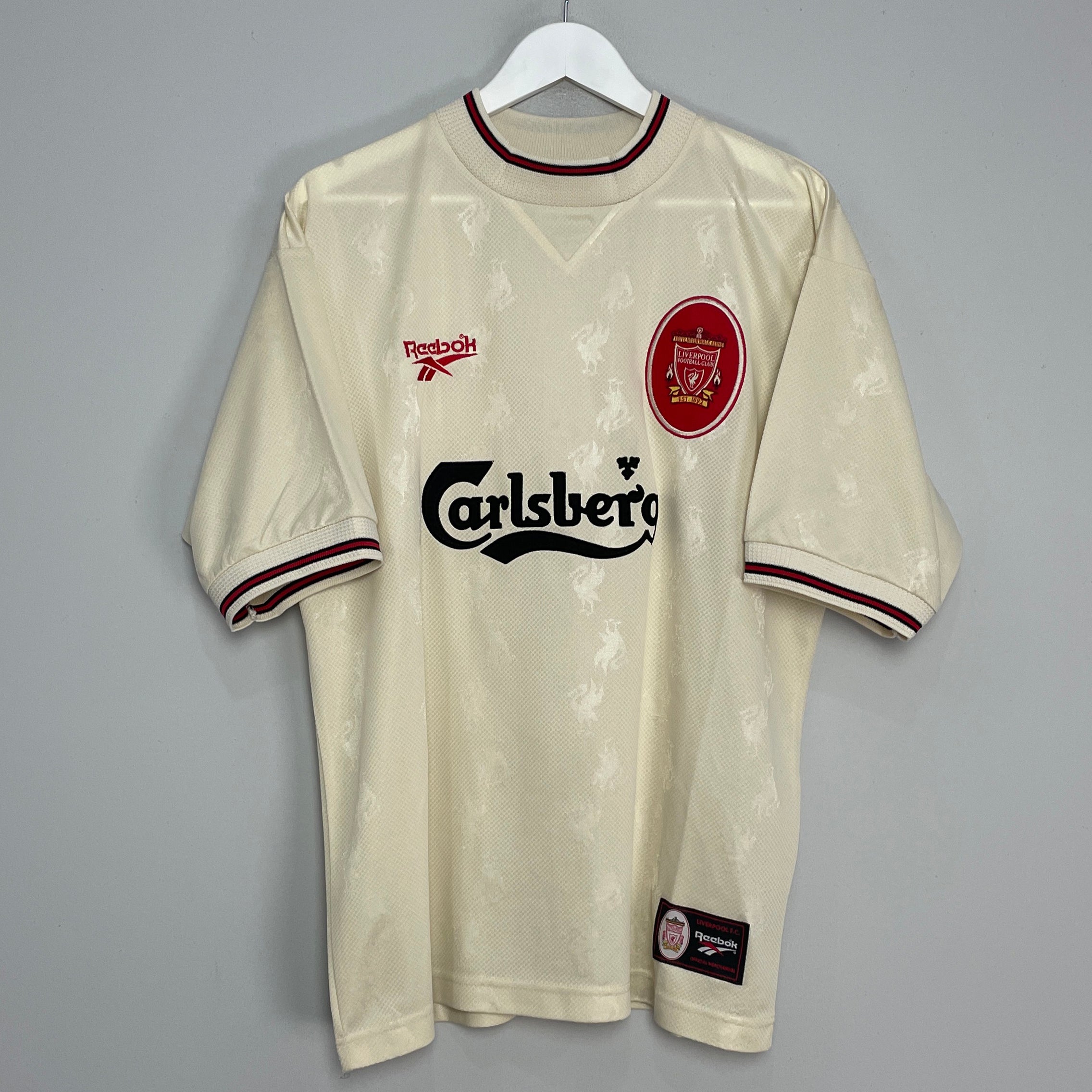 Shop 1996/97 LIVERPOOL AWAY SHIRT (L) REEBOK, classic football shirts, vintage football shirts & retro soccer jerseys at Cult Kits