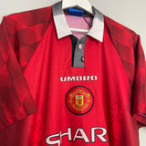 Shop 1996/97 MANCHESTER UNITED BECKHAM #10 HOME SHIRT (XL) UMBRO, classic football shirts, vintage football shirts & retro soccer jerseys at Cult Kits