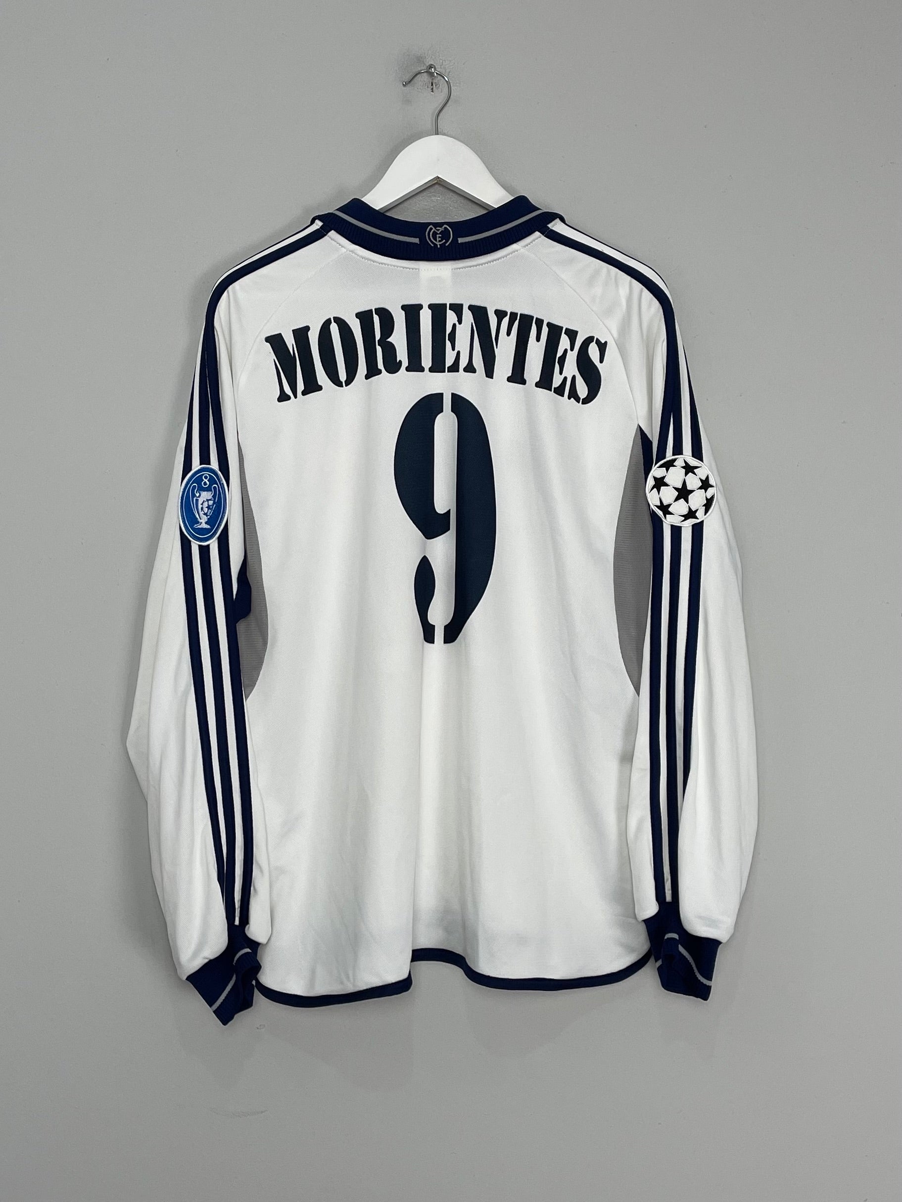 Shop 2000/01 REAL MADRID MORIENTES #9 *MATCH ISSUE* C/L HOME SHIRT (XL) ADIDAS, classic football shirts, vintage football shirts & retro soccer jerseys at Cult Kits