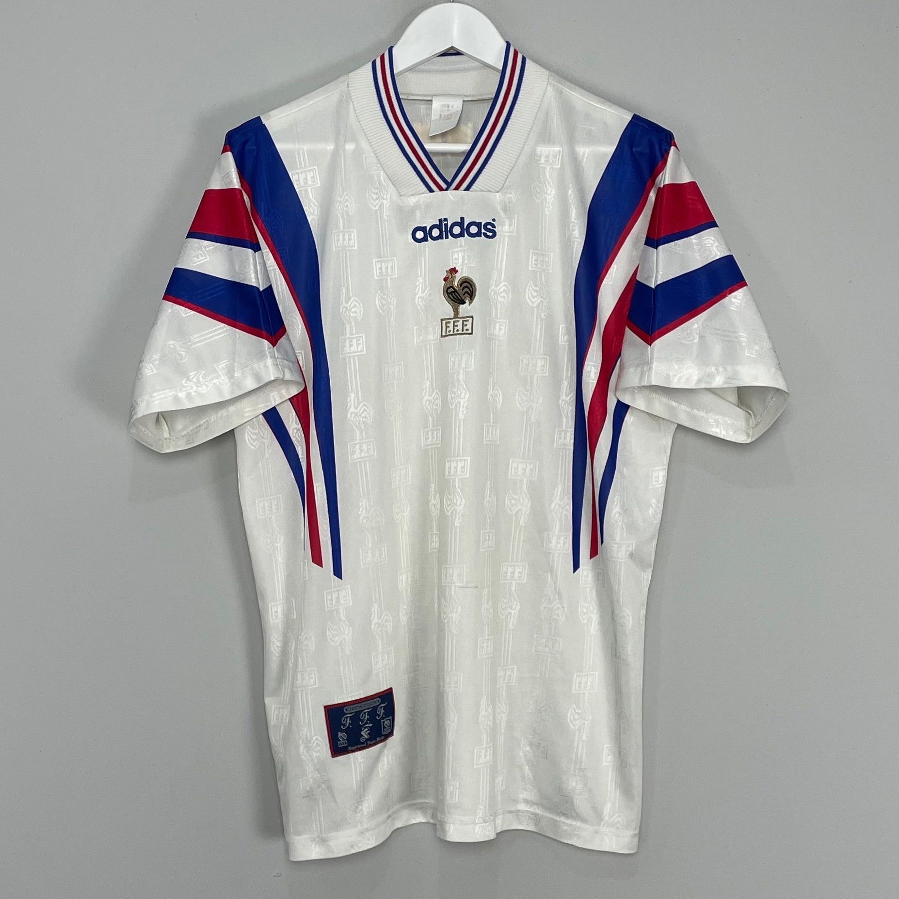 Shop 1996/98 FRANCE AWAY SHIRT (L) ADIDAS, classic football shirts, vintage football shirts & retro soccer jerseys at Cult Kits