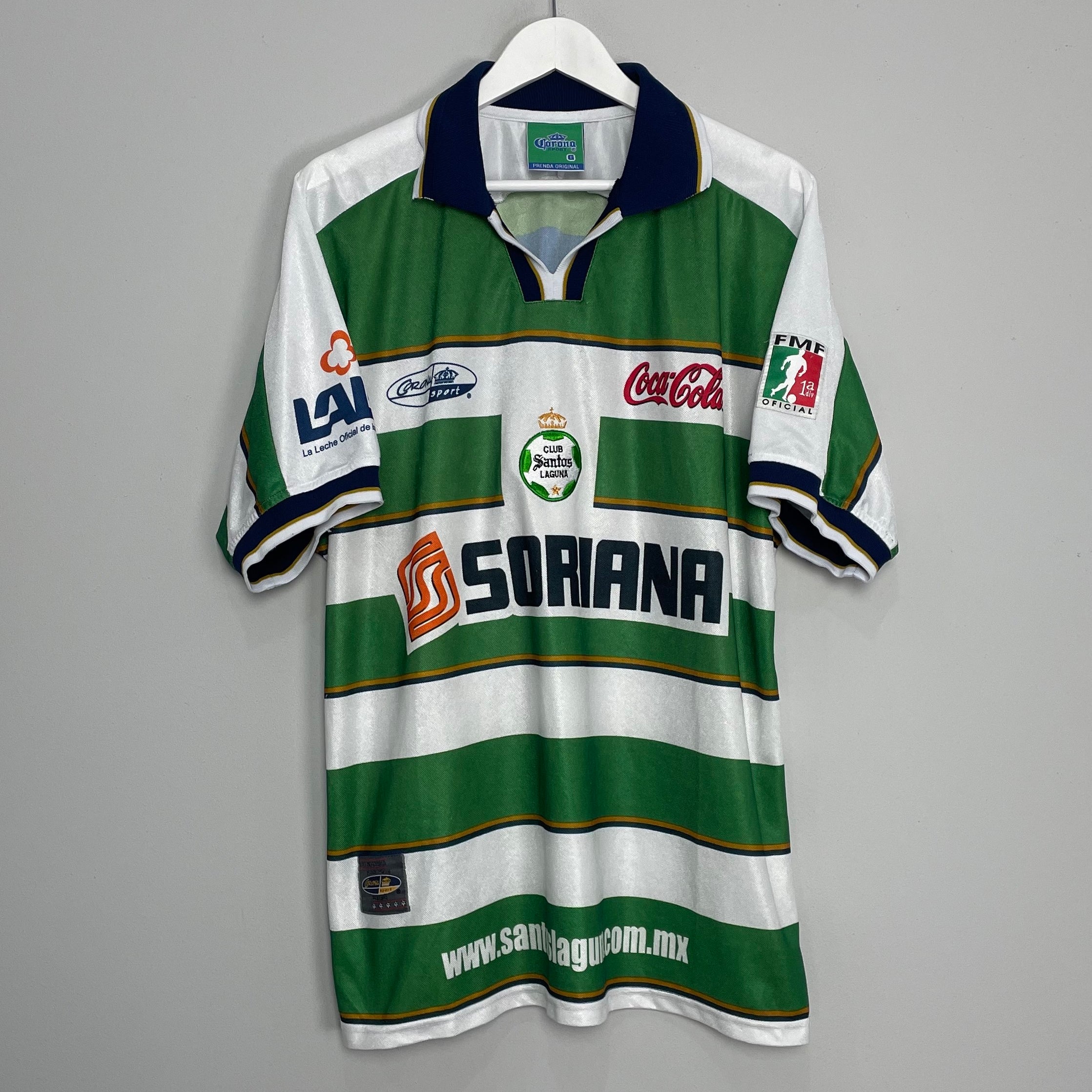 Shop 2000/01 SANTOS LAGUNA HOME SHIRT (L) CORONA SPORT, classic football shirts, vintage football shirts & retro soccer jerseys at Cult Kits