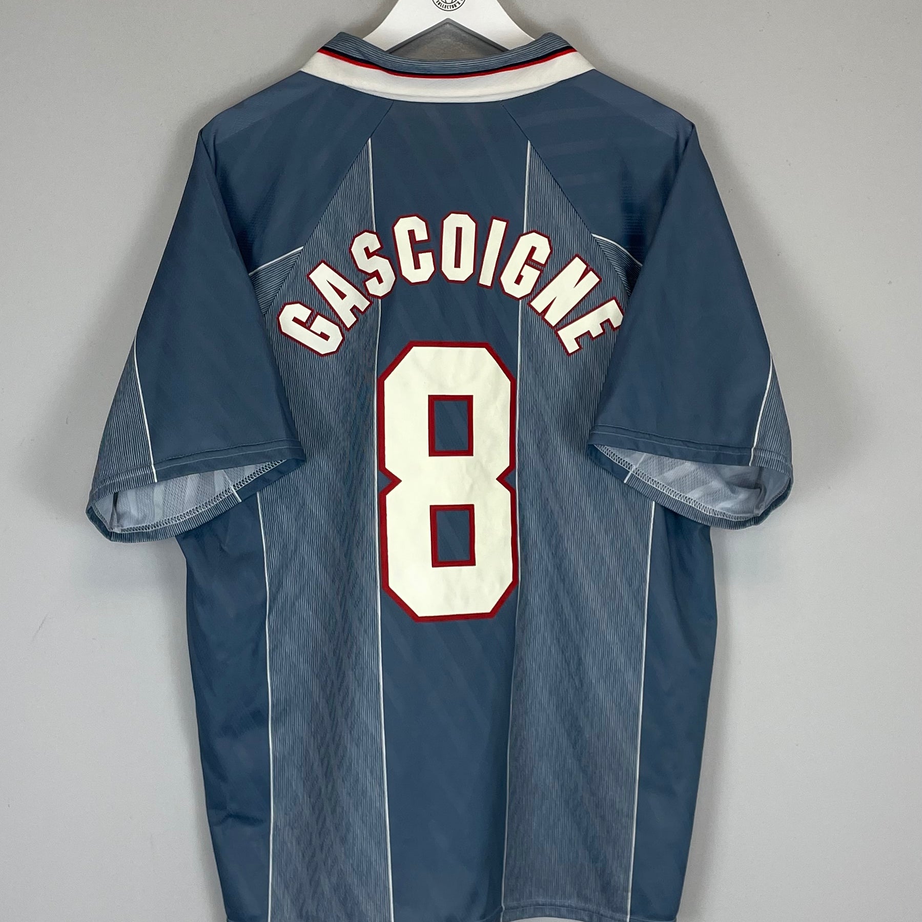 Shop 1996 ENGLAND GASCOIGNE #8 AWAY SHIRT (XXL) UMBRO, classic football shirts, vintage football shirts & retro soccer jerseys at Cult Kits