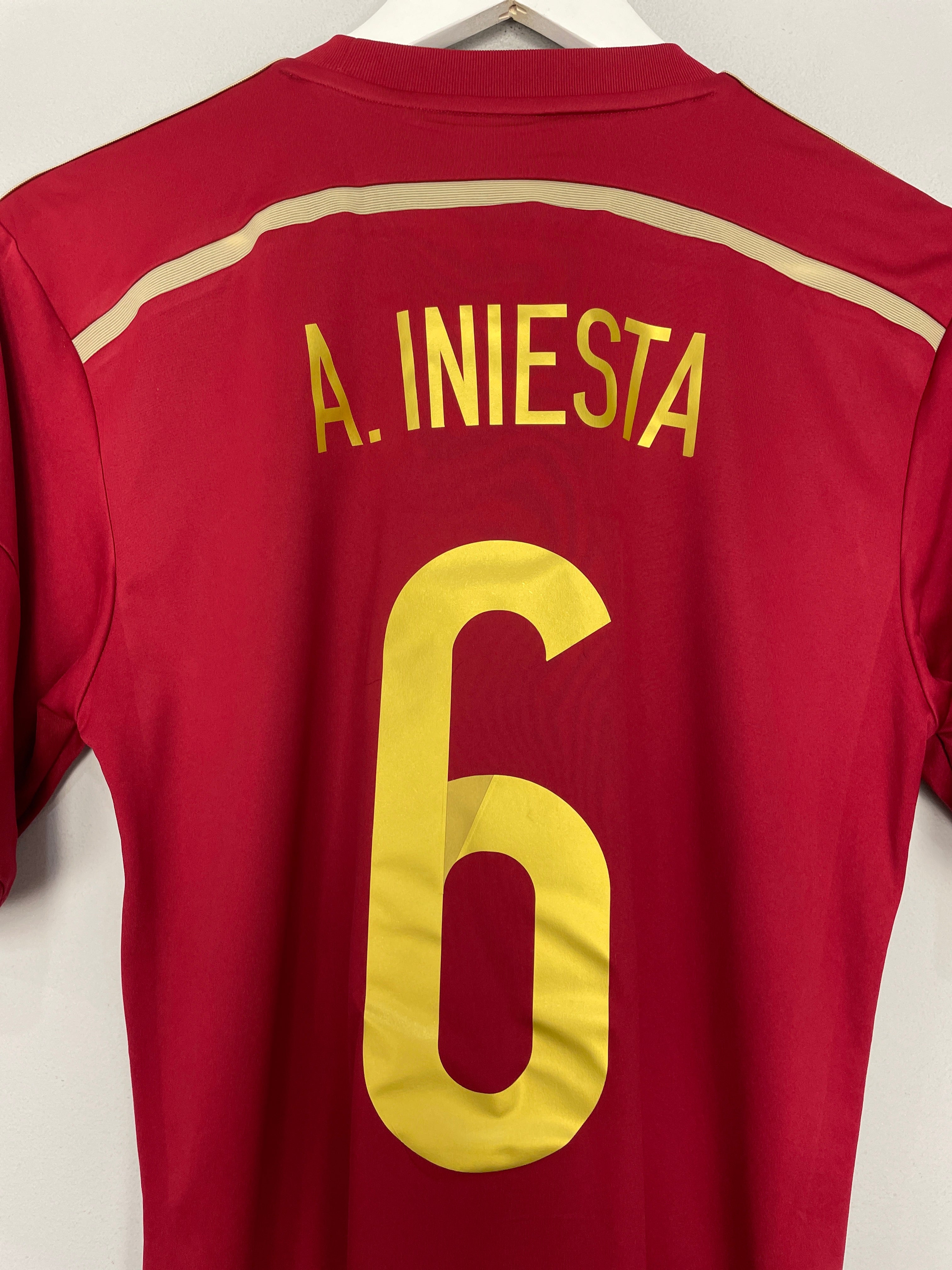 Shop 2013/15 SPAIN A.INIESTA #6 HOME SHIRT (S) ADIDAS, classic football shirts, vintage football shirts & retro soccer jerseys at Cult Kits
