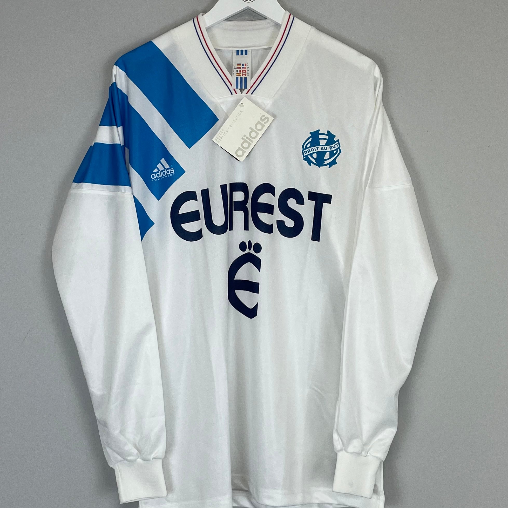 Shop 1993/94 MARSEILLE L/S *BNWT* HOME SHIRT (L) ADIDAS, classic football shirts, vintage football shirts & retro soccer jerseys at Cult Kits