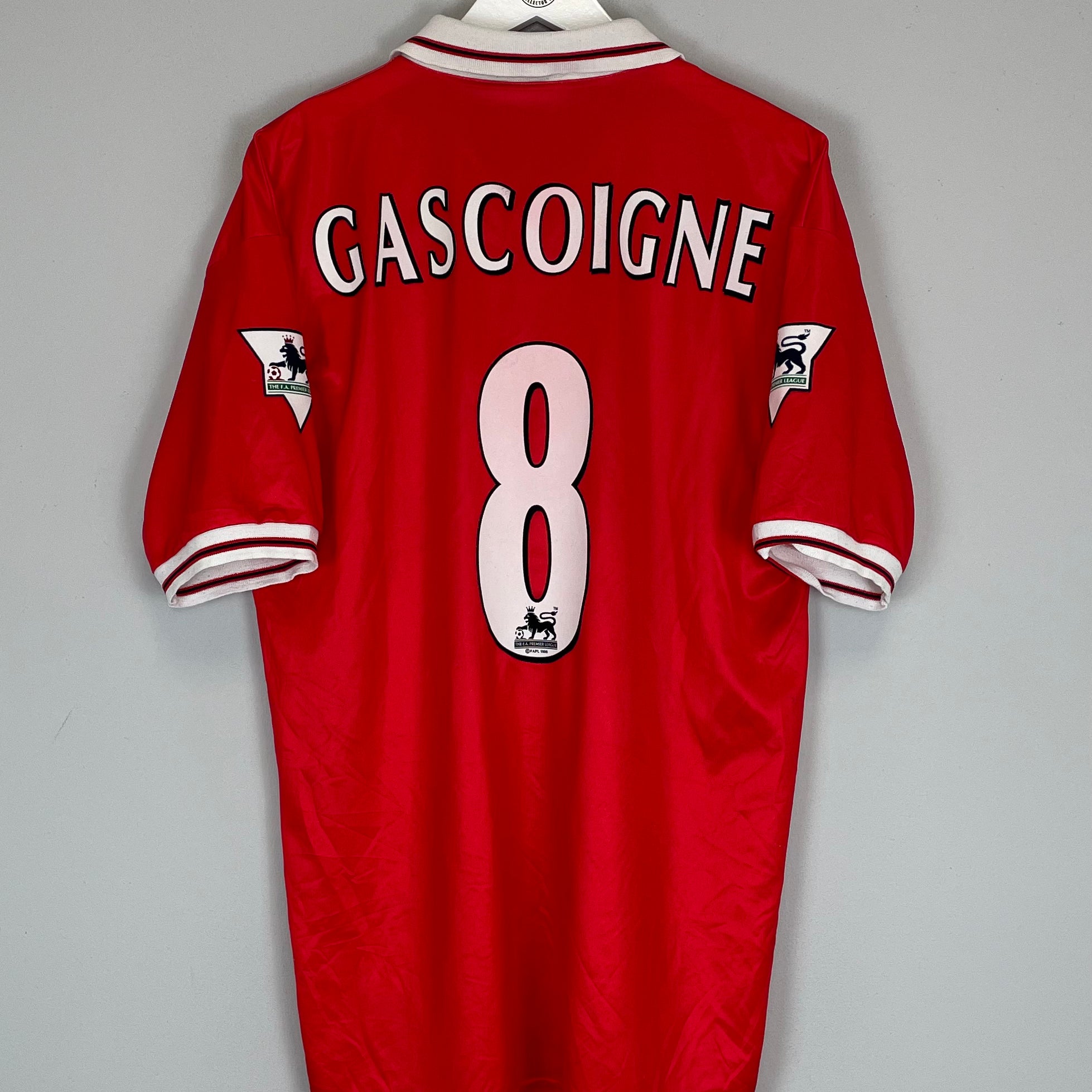 Shop 1998/99 MIDDLESBROUGH GASCOIGNE #8 HOME SHIRT (XL) ERREA, classic football shirts, vintage football shirts & retro soccer jerseys at Cult Kits