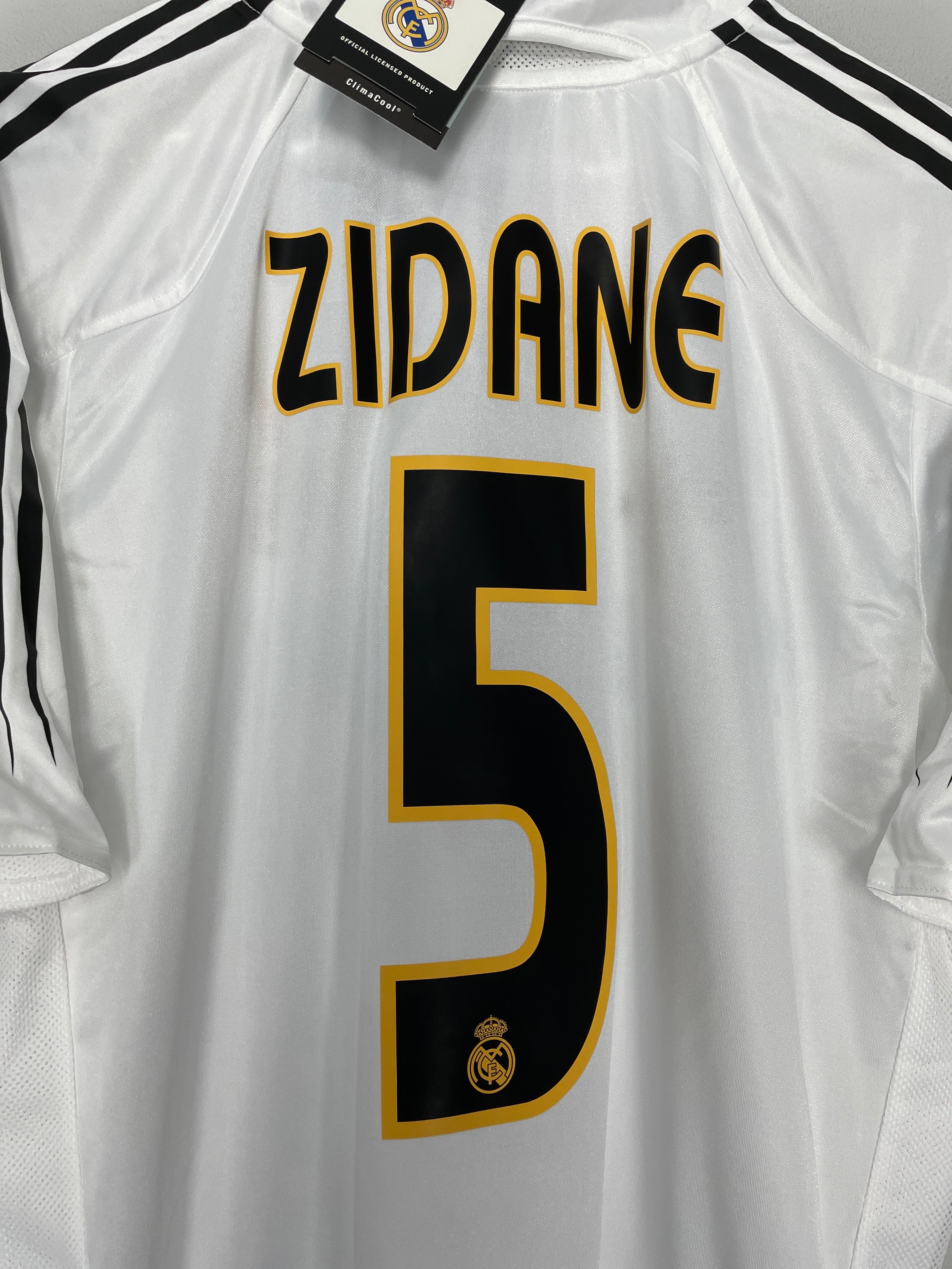 Shop 2003/04 REAL MADRID ZIDANE #5 *BNWT* HOME SHIRT (L) ADIDAS, classic football shirts, vintage football shirts & retro soccer jerseys at Cult Kits