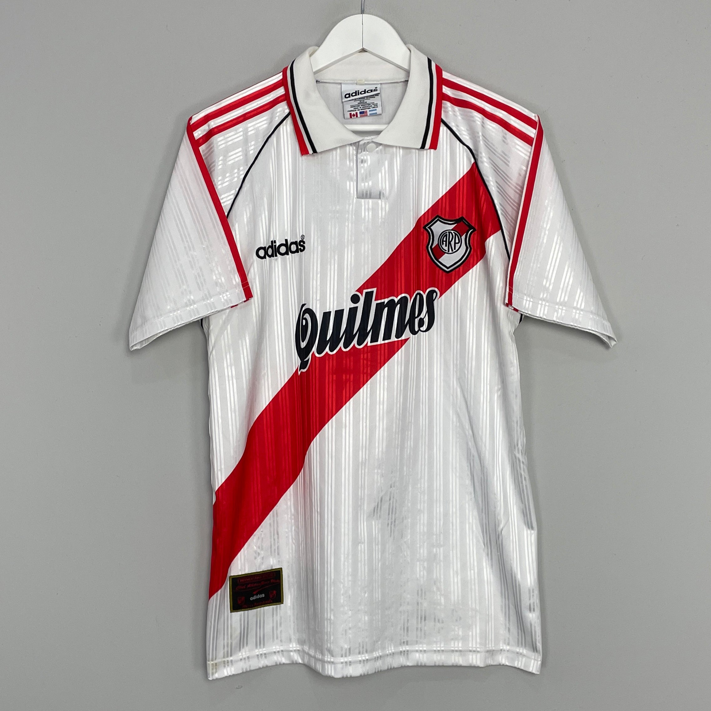 Shop 1995/96 RIVER PLATE HOME SHIRT (L) ADIDAS, classic football shirts, vintage football shirts & retro soccer jerseys at Cult Kits