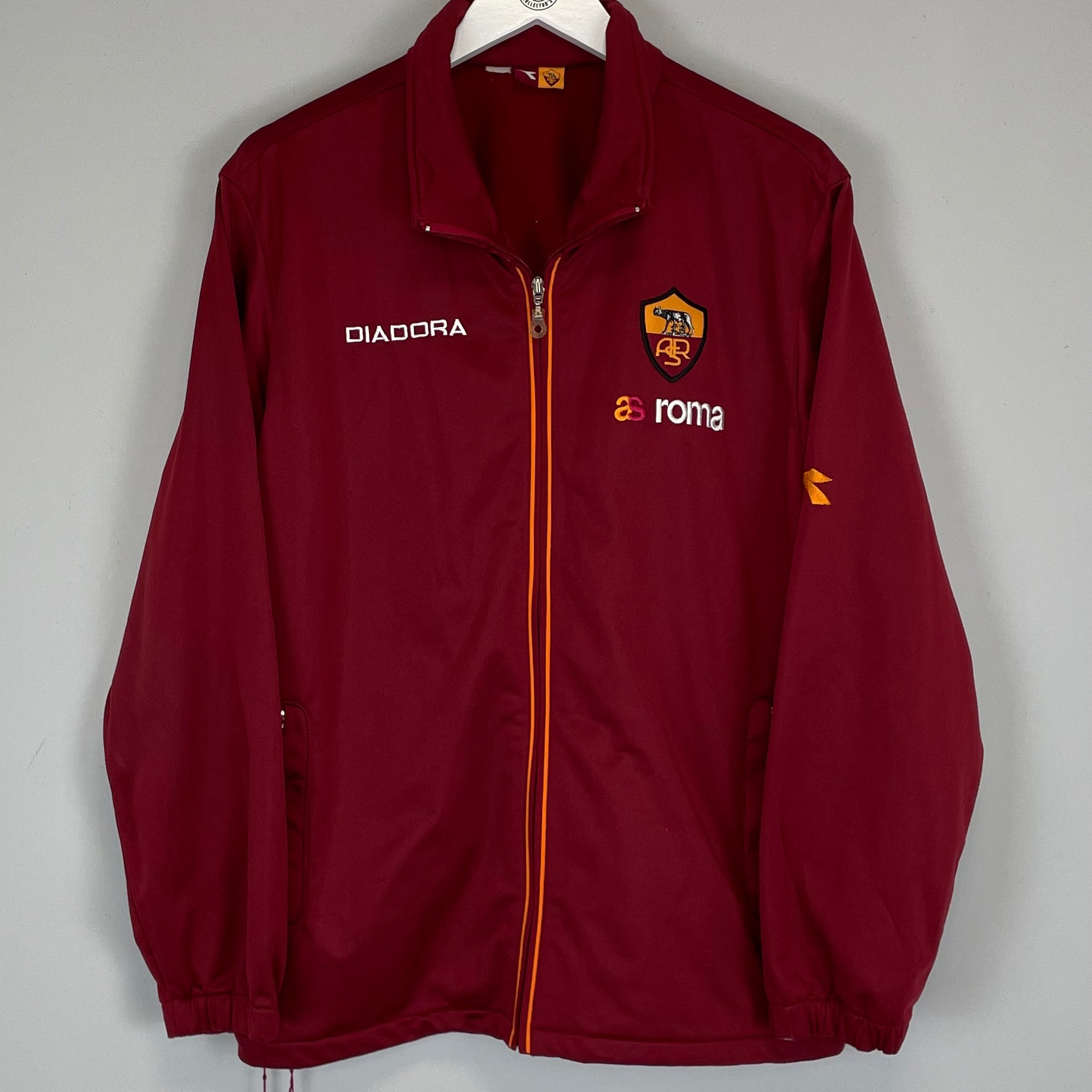 Shop 2003/04 ROMA TRACK JACKET (L) DIADORA, classic football shirts, vintage football shirts & retro soccer jerseys at Cult Kits