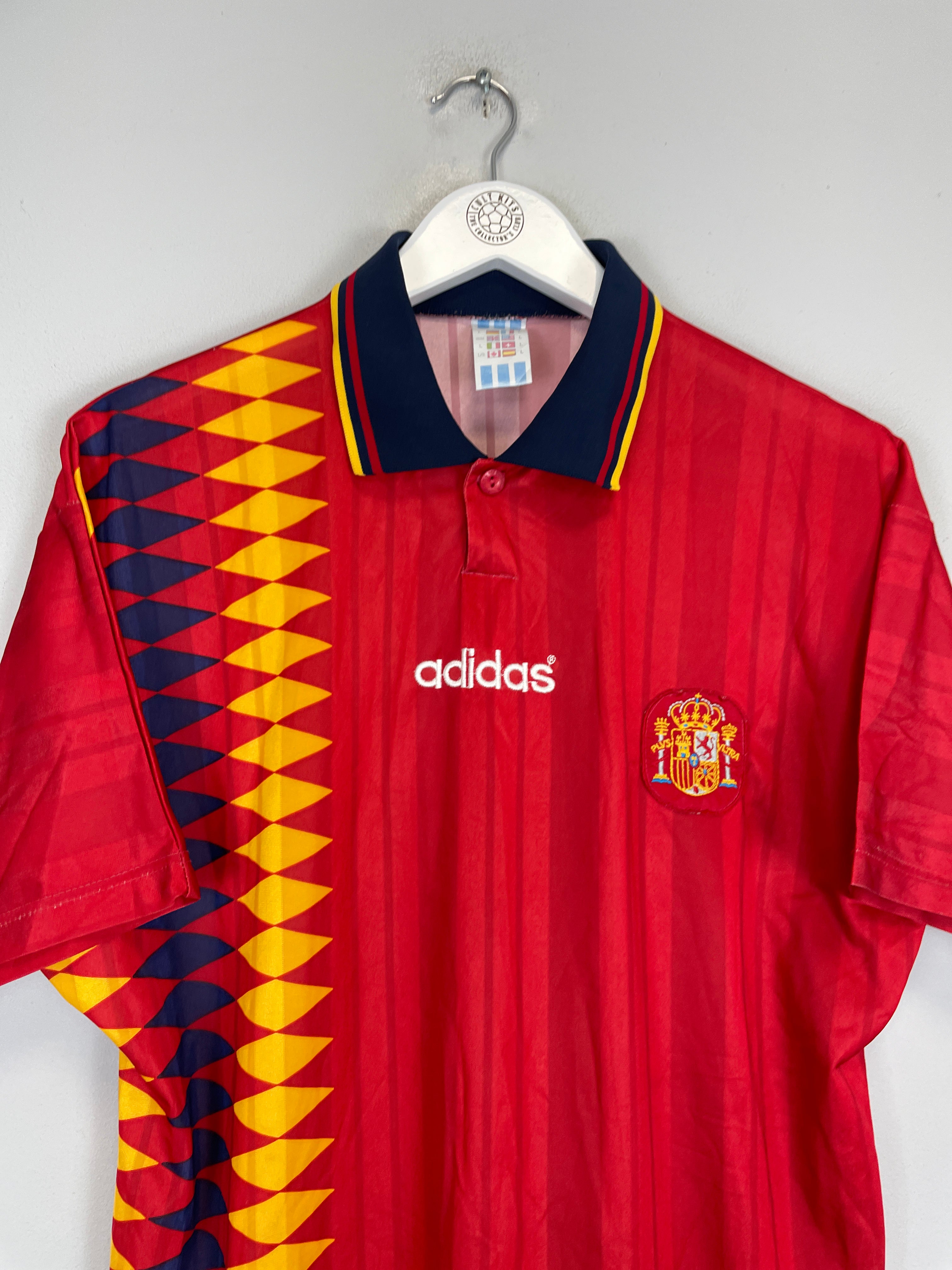 Shop 1994/96 SPAIN HOME SHIRT (L) ADIDAS, classic football shirts, vintage football shirts & retro soccer jerseys at Cult Kits