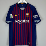 Shop 2018/19 BARCELONA HOME SHIRT (L) NIKE, classic football shirts, vintage football shirts & retro soccer jerseys at Cult Kits
