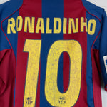Shop 2004/05 BARCELONA RONALDINHO #10 HOME SHIRT (M) NIKE, classic football shirts, vintage football shirts & retro soccer jerseys at Cult Kits