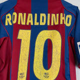 Shop 2004/05 BARCELONA RONALDINHO #10 HOME SHIRT (M) NIKE, classic football shirts, vintage football shirts & retro soccer jerseys at Cult Kits