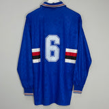 Shop 1995/96 SAMPDORIA #6 L/S HOME SHIRT (L) ASICS, classic football shirts, vintage football shirts & retro soccer jerseys at Cult Kits