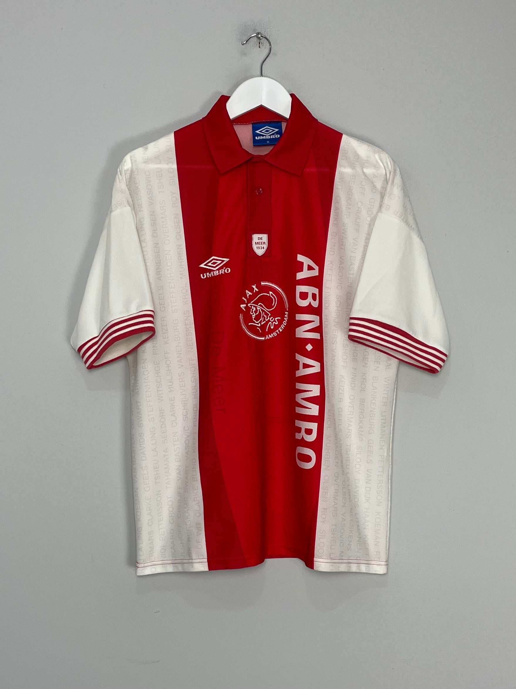 Shop 1995/96 AJAX *DE MEER* HOME SHIRT (M) UMBRO, classic football shirts, vintage football shirts & retro soccer jerseys at Cult Kits