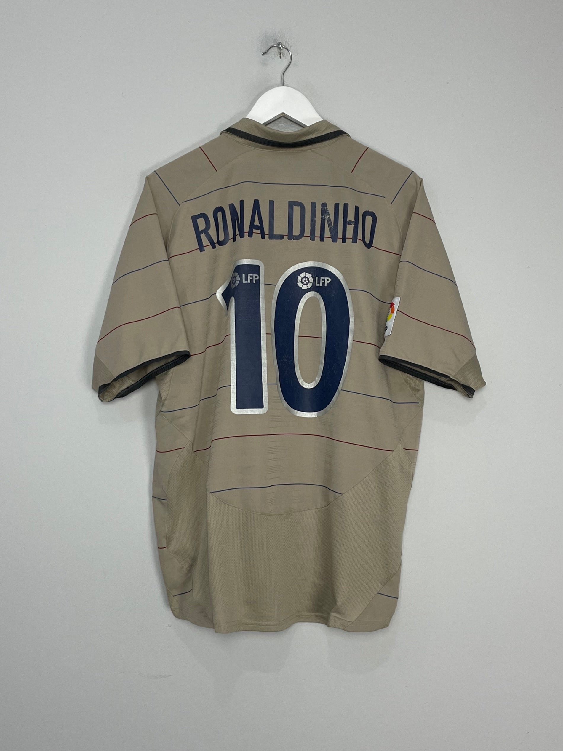Shop 2003/04 BARCELONA RONALDINHO #10 AWAY SHIRT (L) NIKE, classic football shirts, vintage football shirts & retro soccer jerseys at Cult Kits