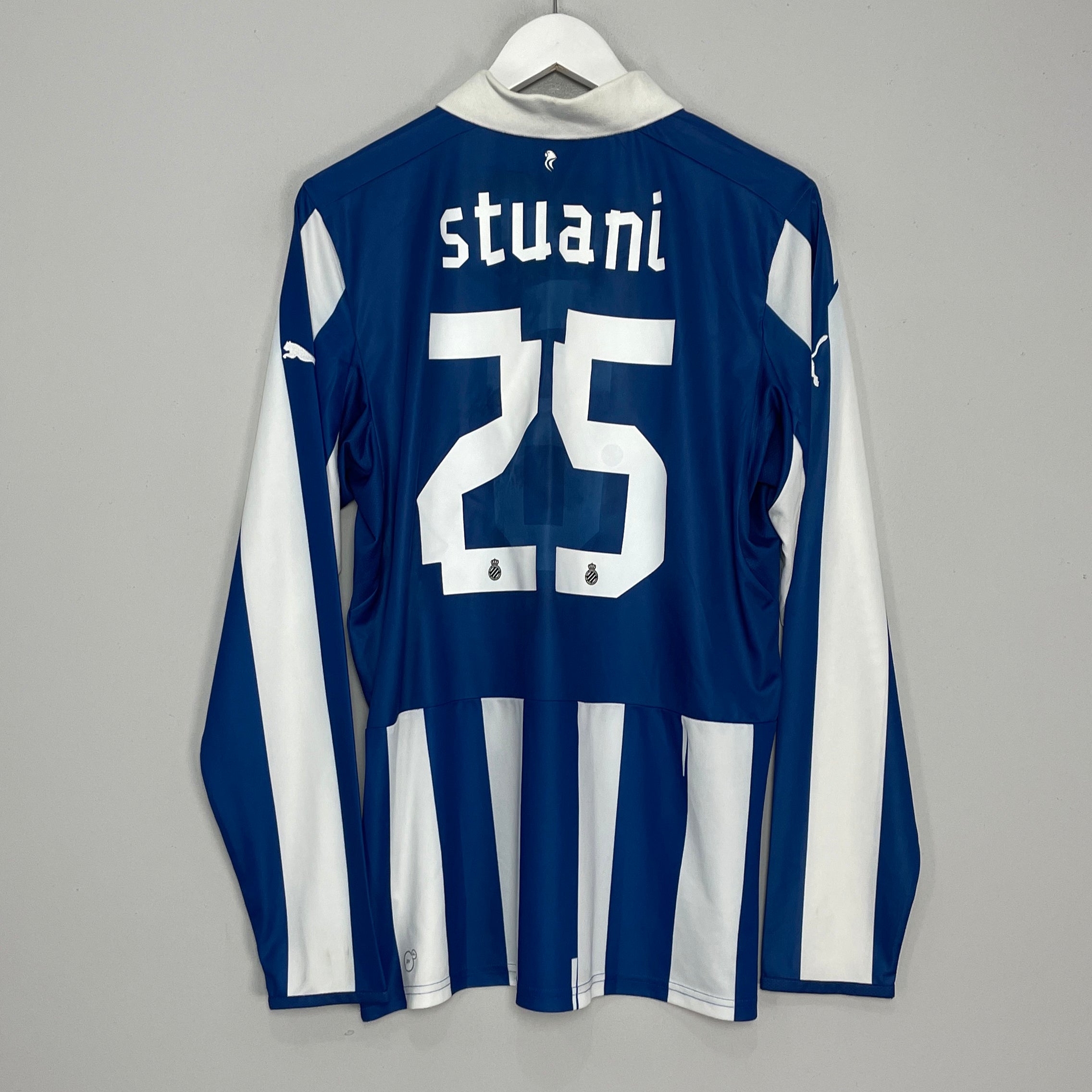 Shop 2012/13 ESPANYOL STUANI #25 L/S HOME SHIRT (L) PUMA, classic football shirts, vintage football shirts & retro soccer jerseys at Cult Kits