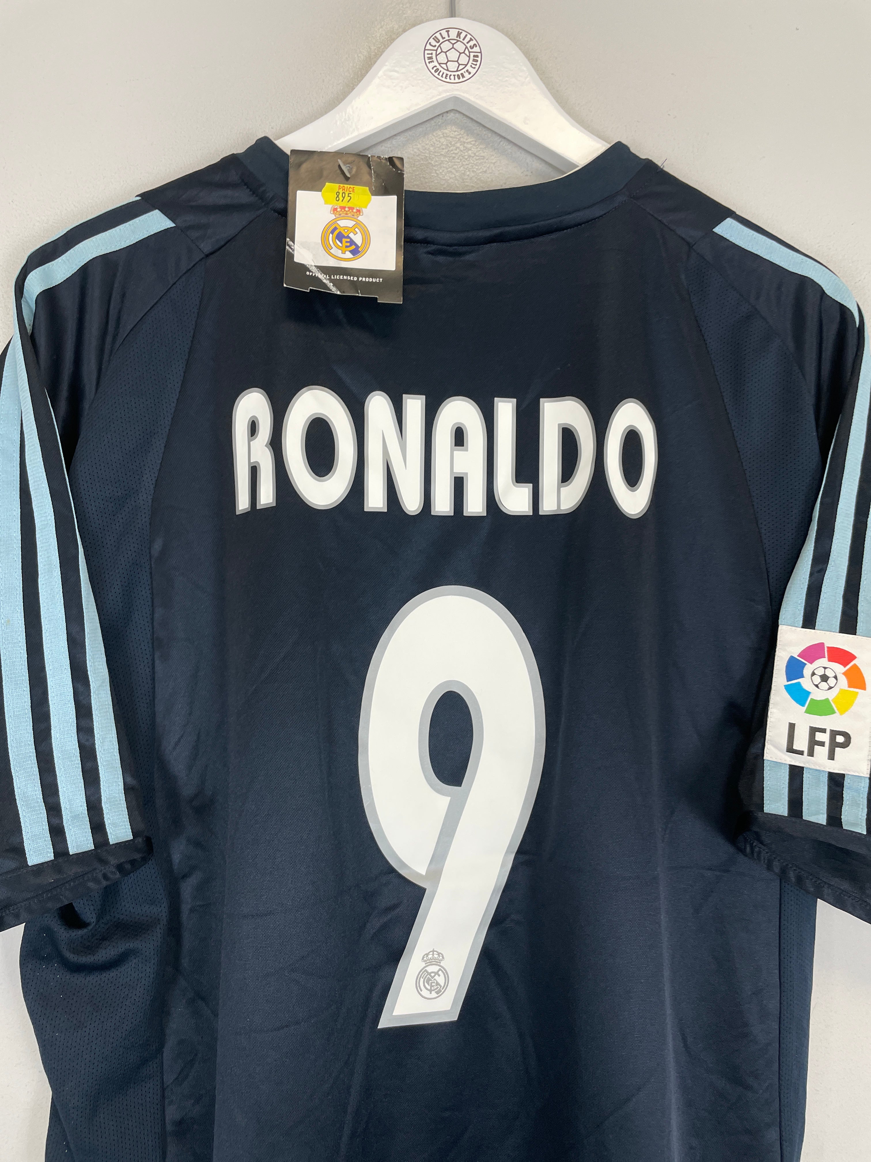 Shop 2003/04 REAL MADRID RONALDO #9 *BNWT* AWAY SHIRT (XL) ADIDAS, classic football shirts, vintage football shirts & retro soccer jerseys at Cult Kits