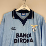 1995/96 LAZIO FUSER #14 *MATCH ISSUE* L/S HOME SHIRT (L) UMBRO