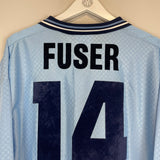 1995/96 LAZIO FUSER #14 *MATCH ISSUE* L/S HOME SHIRT (L) UMBRO