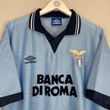 1995/96 LAZIO SIGNORI #11 *MATCH ISSUE* HOME SHIRT (XL) UMBRO