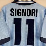 1995/96 LAZIO SIGNORI #11 *MATCH ISSUE* HOME SHIRT (XL) UMBRO