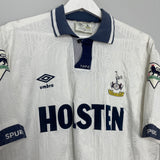 Shop 1991/93 TOTTENHAM #10 SHERINGHAM HOME SHIRT (XL) UMBRO, classic football shirts, vintage football shirts & retro soccer jerseys at Cult Kits