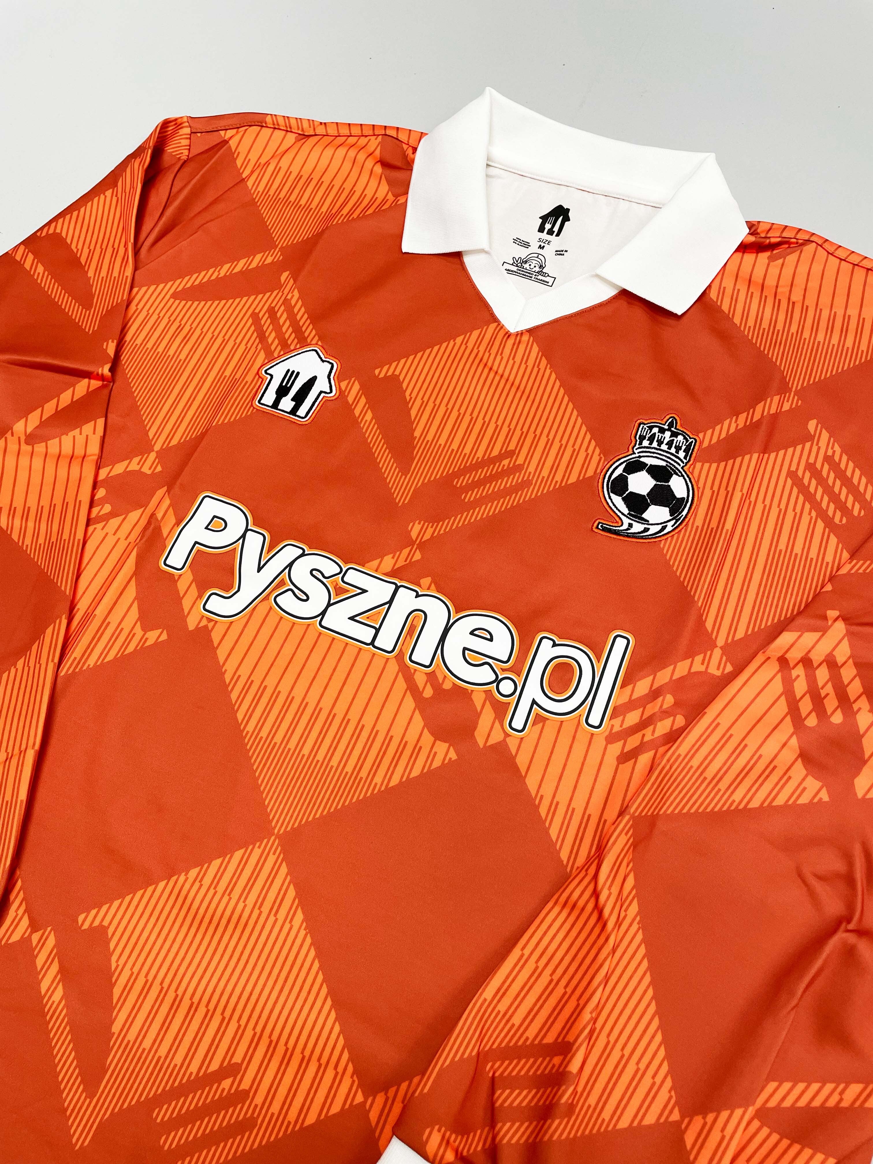 2024/25 Pyszne.pl Cult Kits Football Jersey in orange, featuring a sleek design and brand new condition, perfect for football fans.