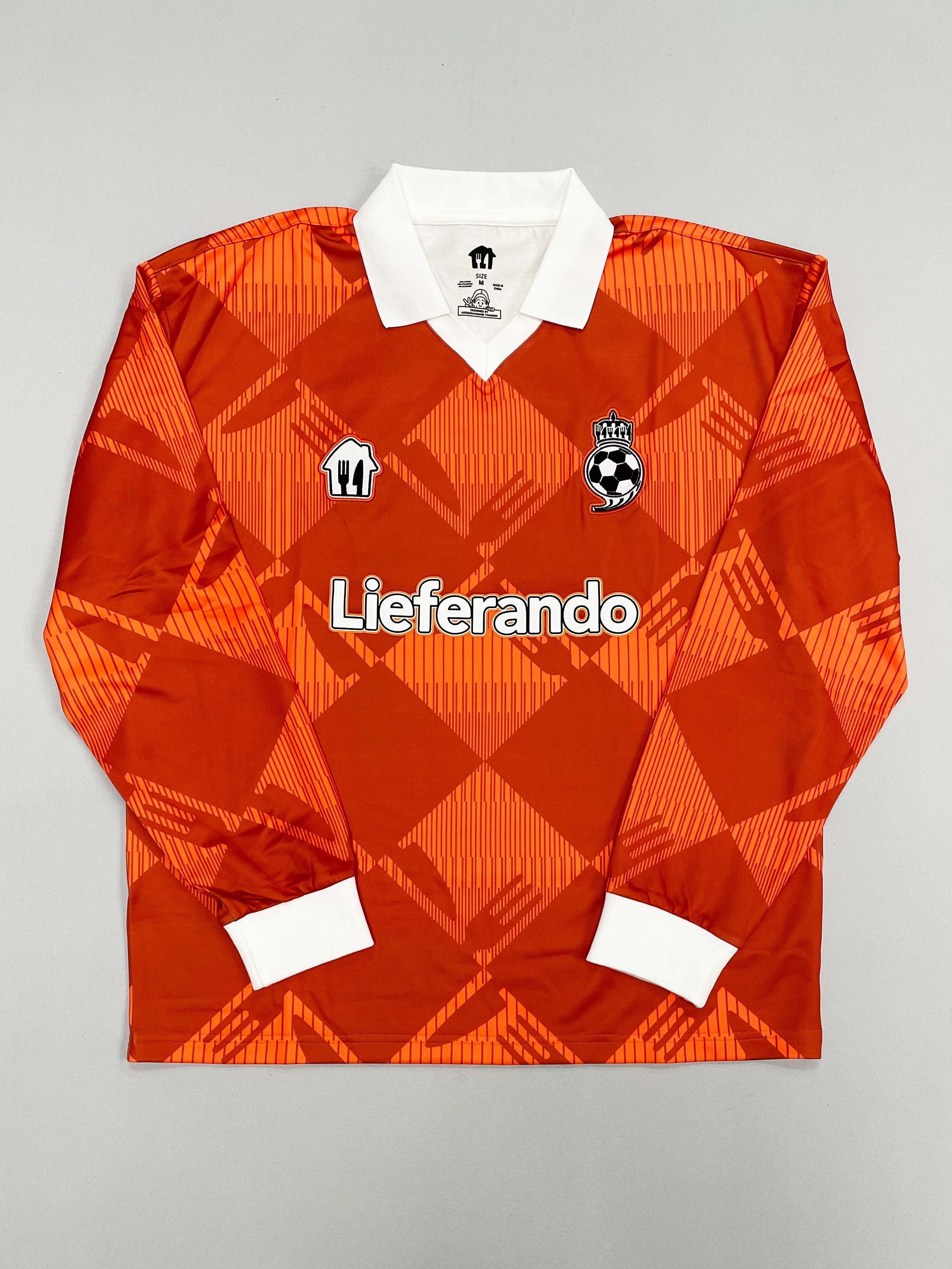 2024/25 Lieferando Cult Kits Football Jersey in orange, available in multiple sizes, part of the Cult Kits capsule collection.