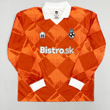 2024/25 Bistro.sk Cult Kits Football Jersey in vibrant orange, featuring diamond pattern and brand new with tags, perfect for football fans.