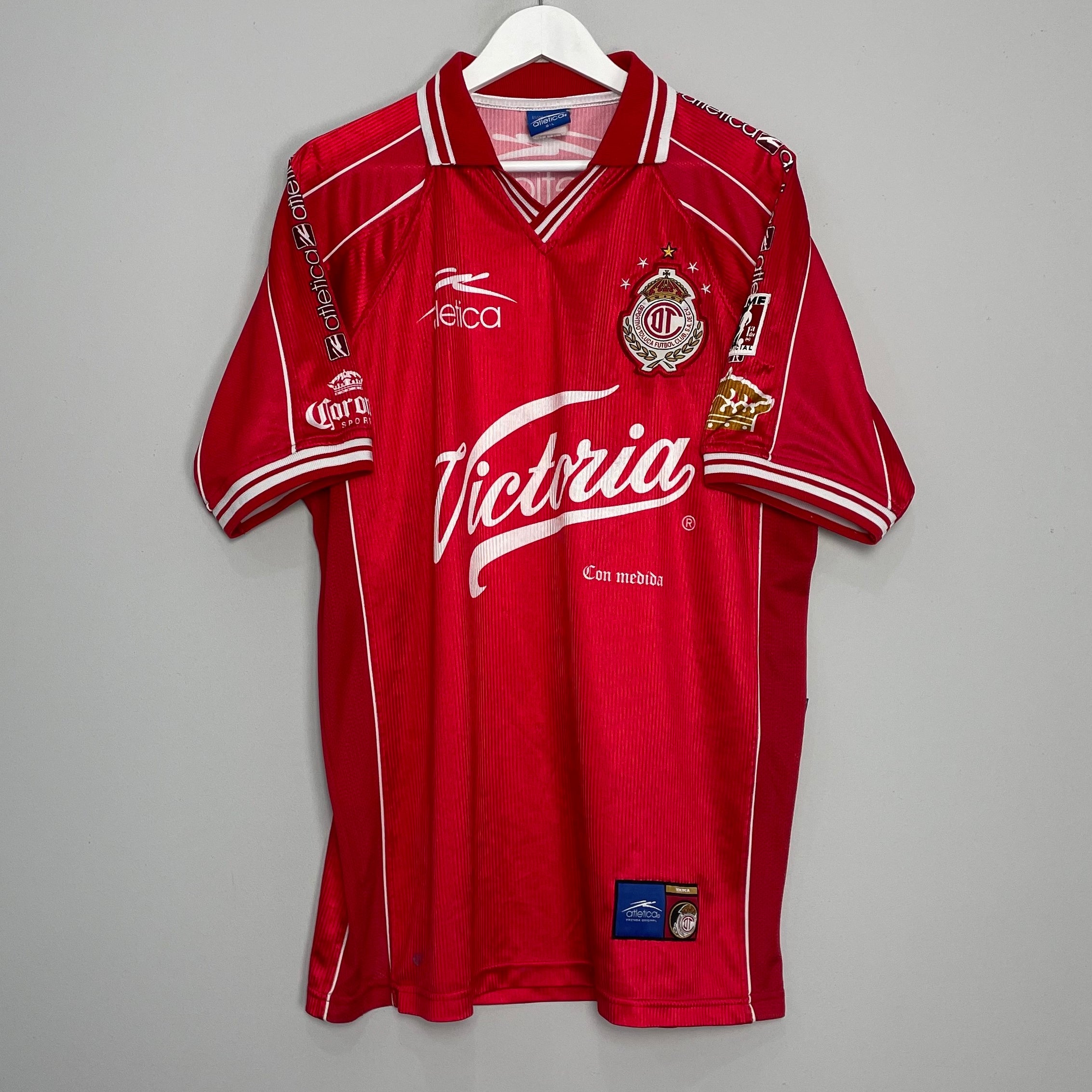 Shop 1999/00 DEPORTIVO TOLUCA HOME SHIRT (L) ATLETICA, classic football shirts, vintage football shirts & retro soccer jerseys at Cult Kits