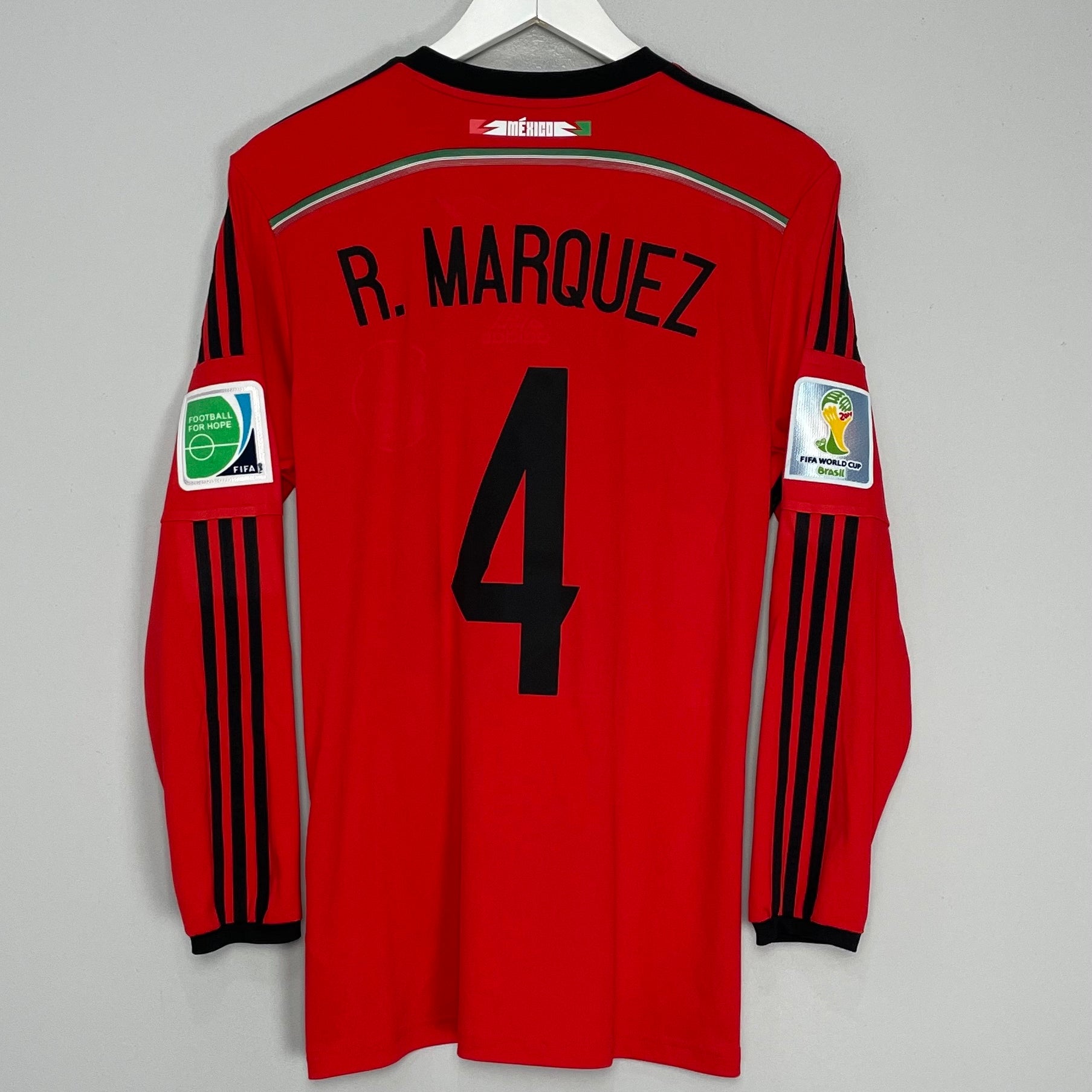 Shop 2014/15 MEXICO R.MARQUEZ #4 L/S AWAY SHIRT (M) ADIDAS, classic football shirts, vintage football shirts & retro soccer jerseys at Cult Kits