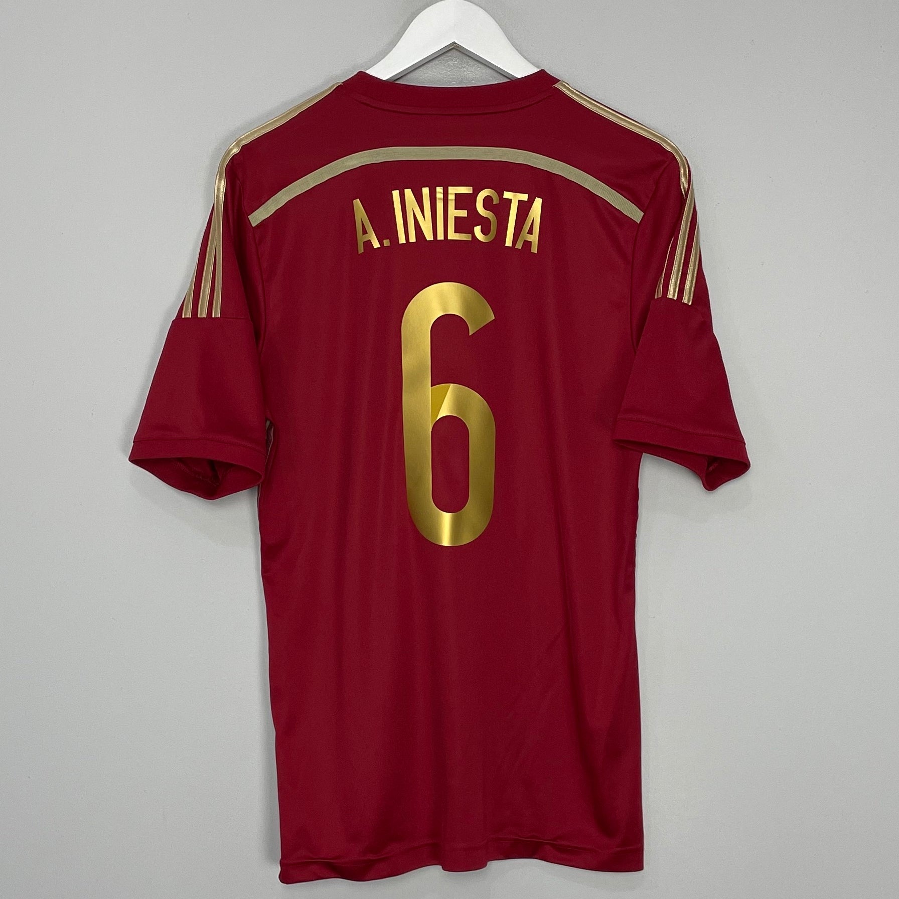 Shop 2013/15 SPAIN A.INIESTA #6 HOME SHIRT (M) ADIDAS, classic football shirts, vintage football shirts & retro soccer jerseys at Cult Kits