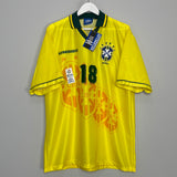 Shop 1994/96 BRAZIL RONALDINHO #18 *BNWT* HOME SHIRT (XL) UMBRO, classic football shirts, vintage football shirts & retro soccer jerseys at Cult Kits