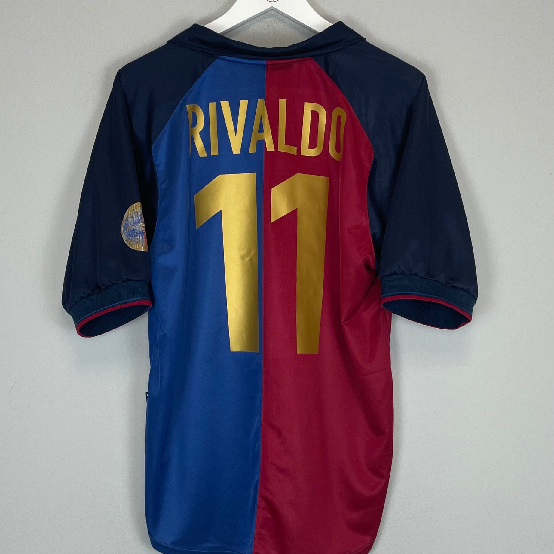 Shop 1999/00 BARCELONA RIVALDO #11 *CENTENARY* HOME SHIRT (M) NIKE, classic football shirts, vintage football shirts & retro soccer jerseys at Cult Kits
