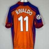 1997/98 BARCELONA RIVALDO #11 C/L EUROPEAN HOME SHIRT (S) KAPPA