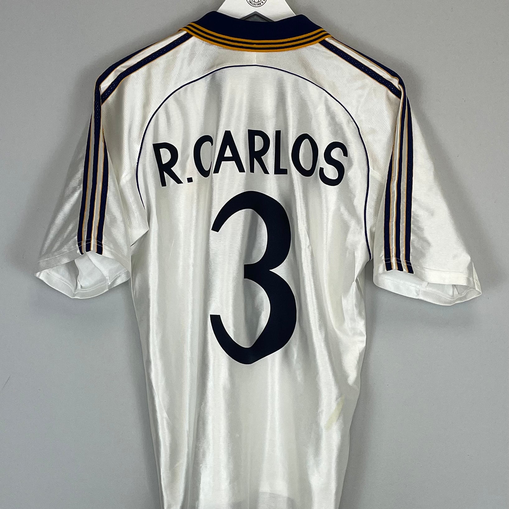 Shop 1998/00 REAL MADRID CARLOS #3 HOME SHIRT (S) ADIDAS, classic football shirts, vintage football shirts & retro soccer jerseys at Cult Kits