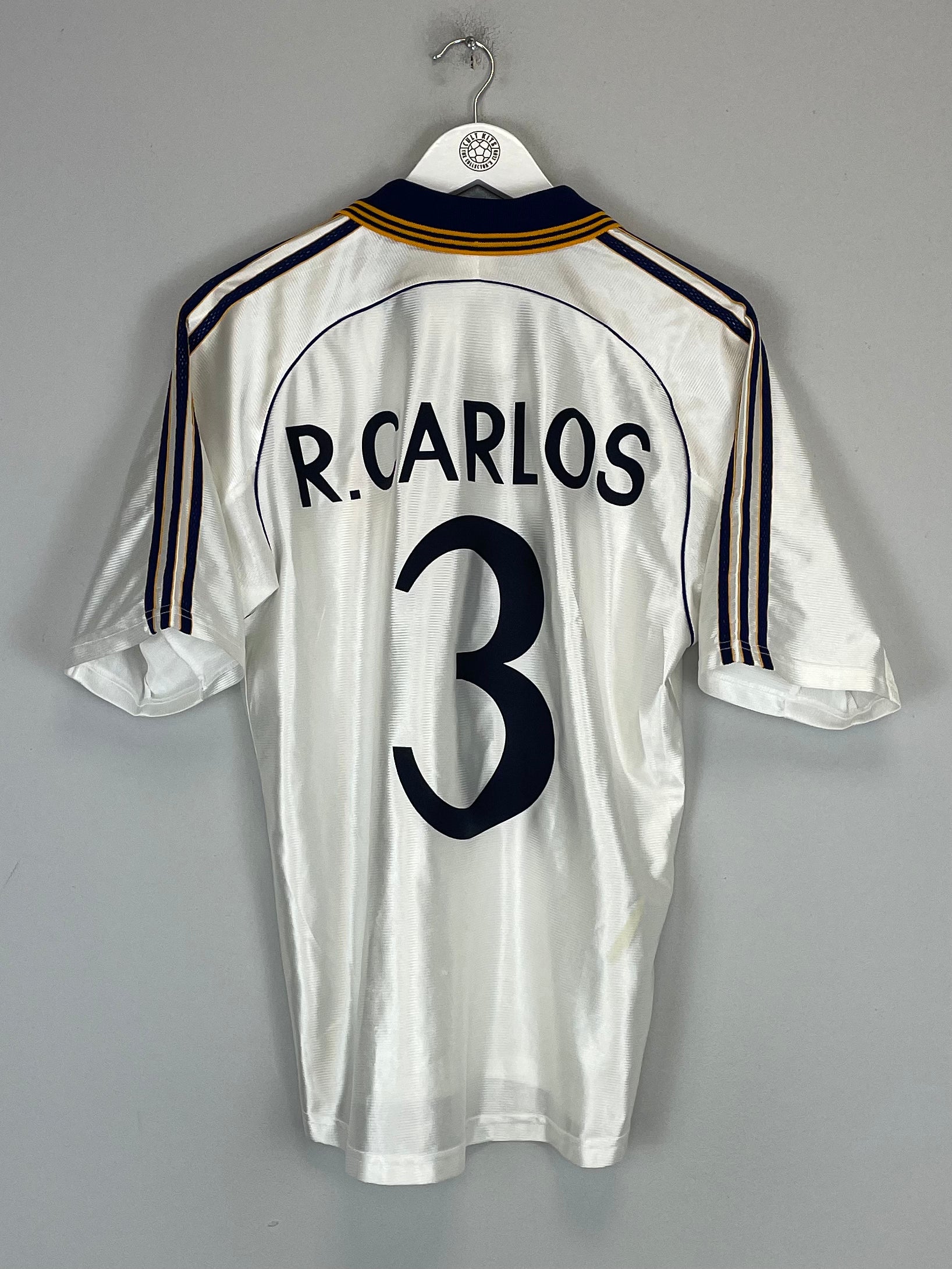 Shop 1998/00 REAL MADRID CARLOS #3 HOME SHIRT (S) ADIDAS, classic football shirts, vintage football shirts & retro soccer jerseys at Cult Kits