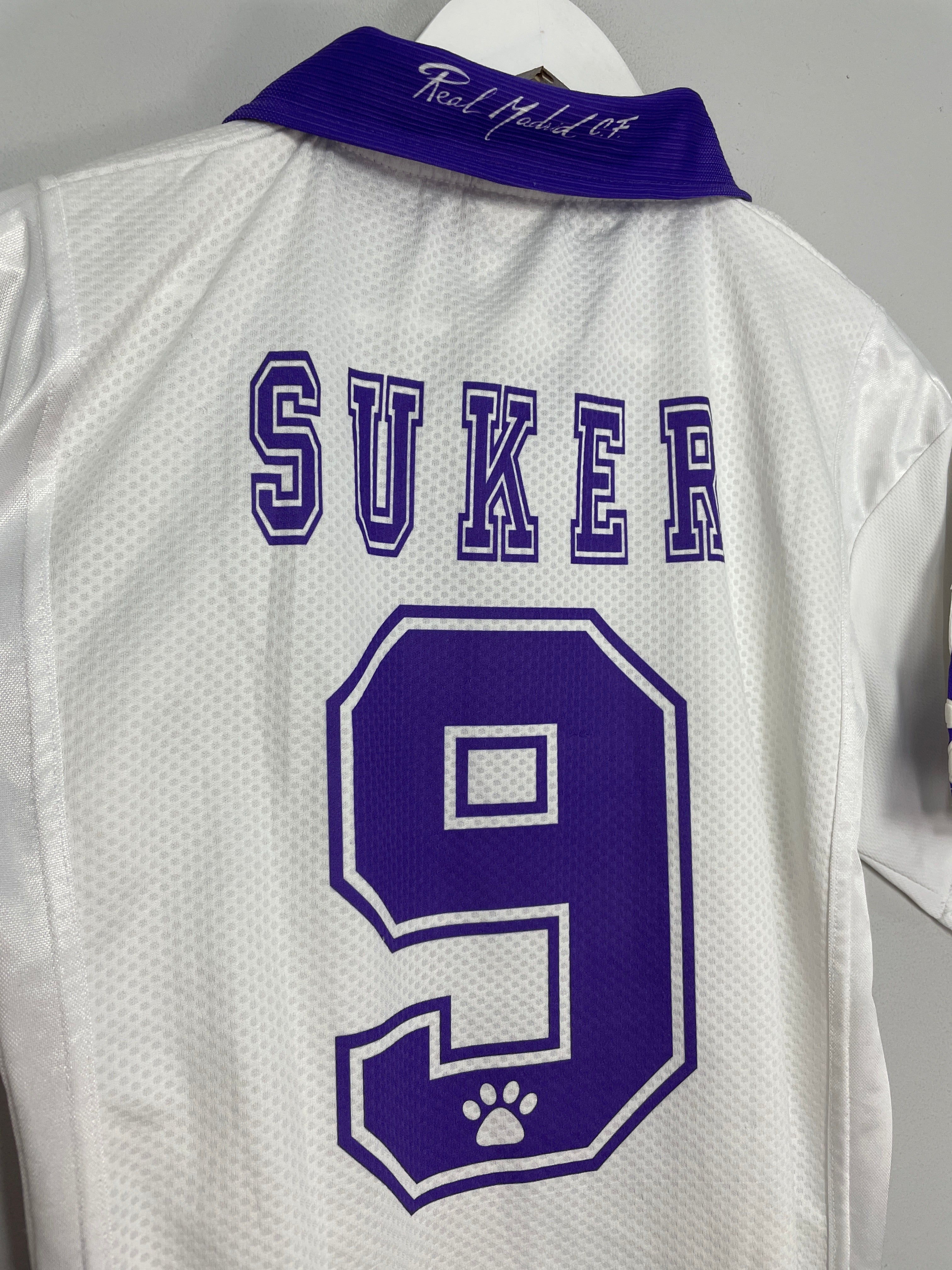 Shop 1997/98 REAL MADRID SUKER #9 HOME SHIRT (XS) KELME, classic football shirts, vintage football shirts & retro soccer jerseys at Cult Kits
