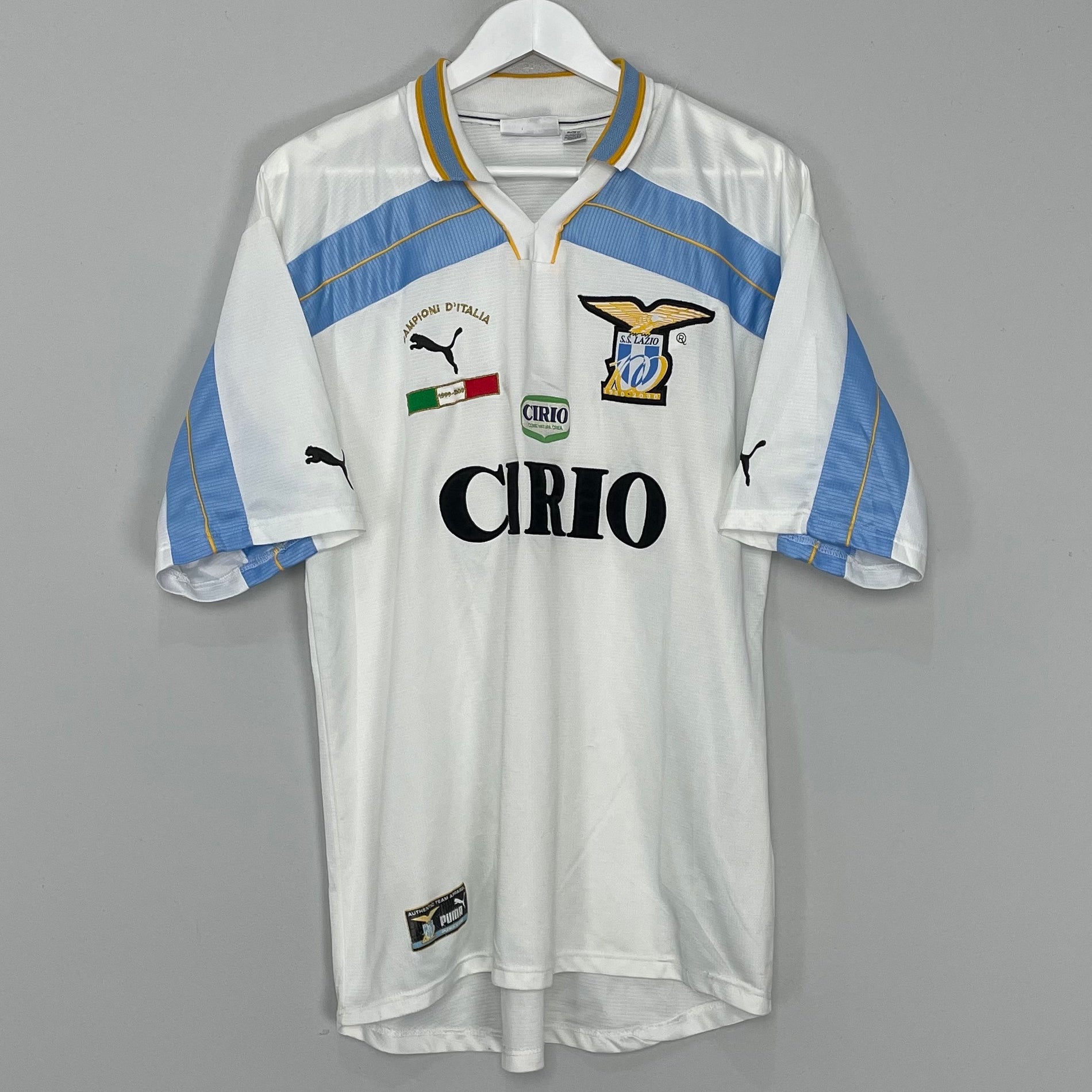 Shop 1999/00 LAZIO *CHAMPIONS* CENTENARY HOME SHIRT (XL) PUMA, classic football shirts, vintage football shirts & retro soccer jerseys at Cult Kits