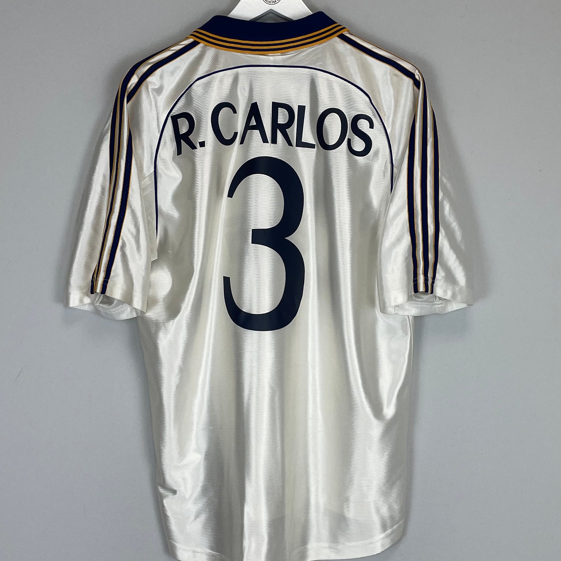 Shop 1998/00 REAL MADRID R.CARLOS #3 HOME SHIRT (M) ADIDAS, classic football shirts, vintage football shirts & retro soccer jerseys at Cult Kits