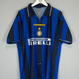 Shop 1996/97 INTER MILAN ZAMORANO #9 HOME SHIRT (L) UMBRO, classic football shirts, vintage football shirts & retro soccer jerseys at Cult Kits