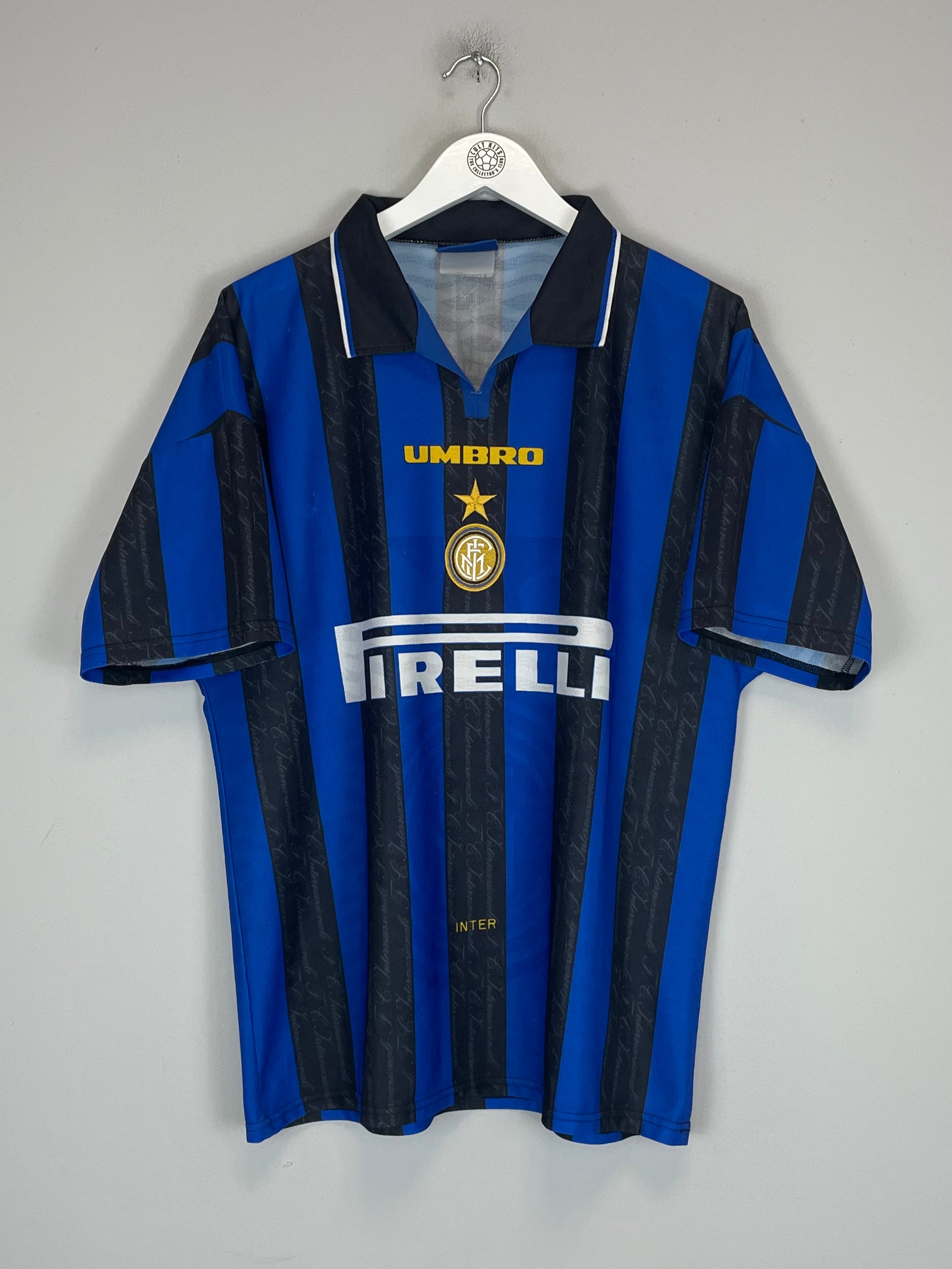 Shop 1996/97 INTER MILAN ZAMORANO #9 HOME SHIRT (L) UMBRO, classic football shirts, vintage football shirts & retro soccer jerseys at Cult Kits