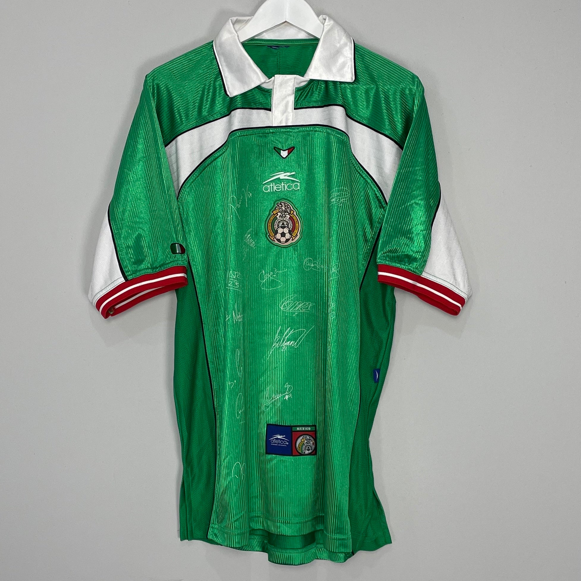Shop 2000/01 MEXICO *SQUAD SIGNED* HOME SHIRT (XL) ATLETICA, classic football shirts, vintage football shirts & retro soccer jerseys at Cult Kits