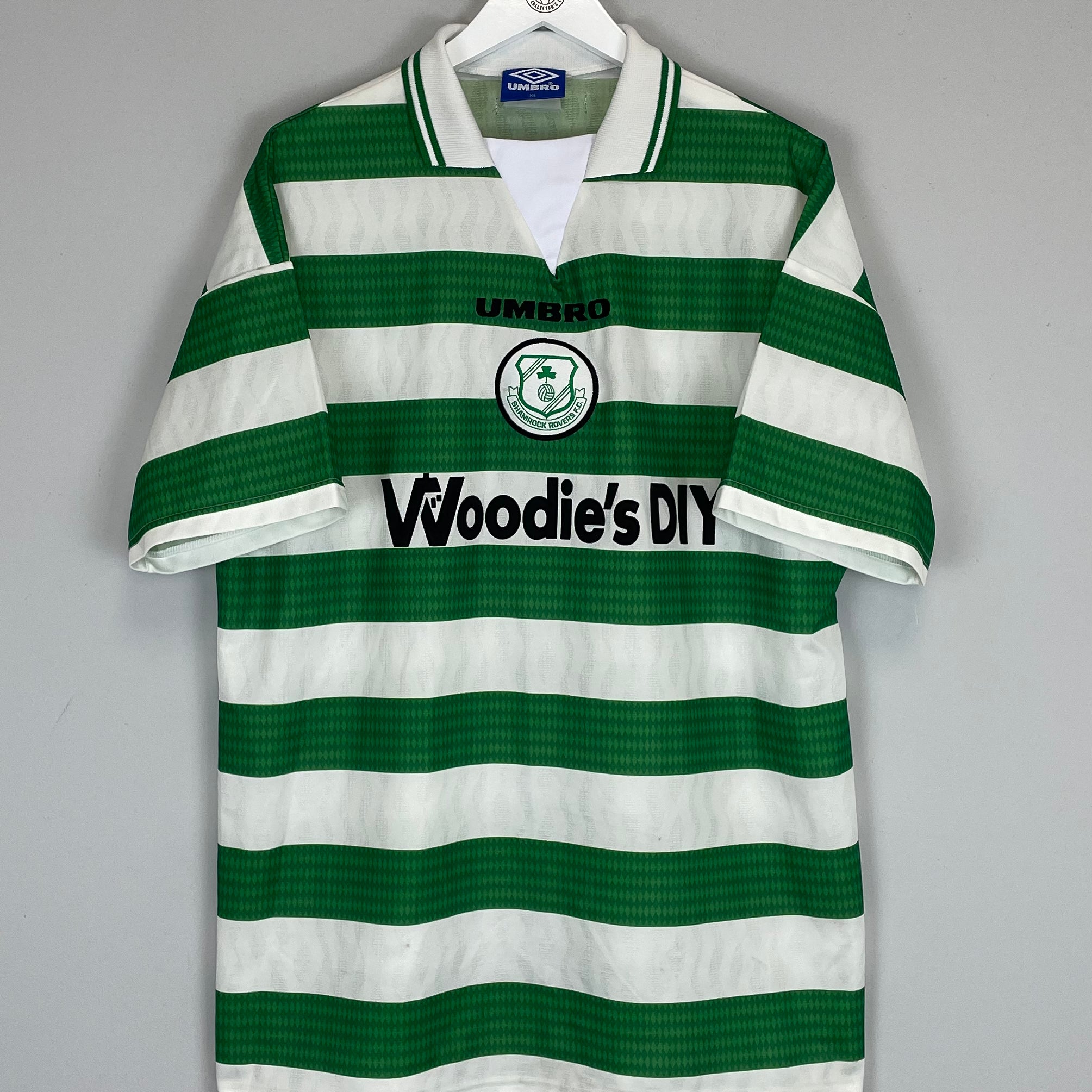 Shop 1998/99 SHAMROCK ROVERS HOME SHIRT (XL) UMBRO, classic football shirts, vintage football shirts & retro soccer jerseys at Cult Kits
