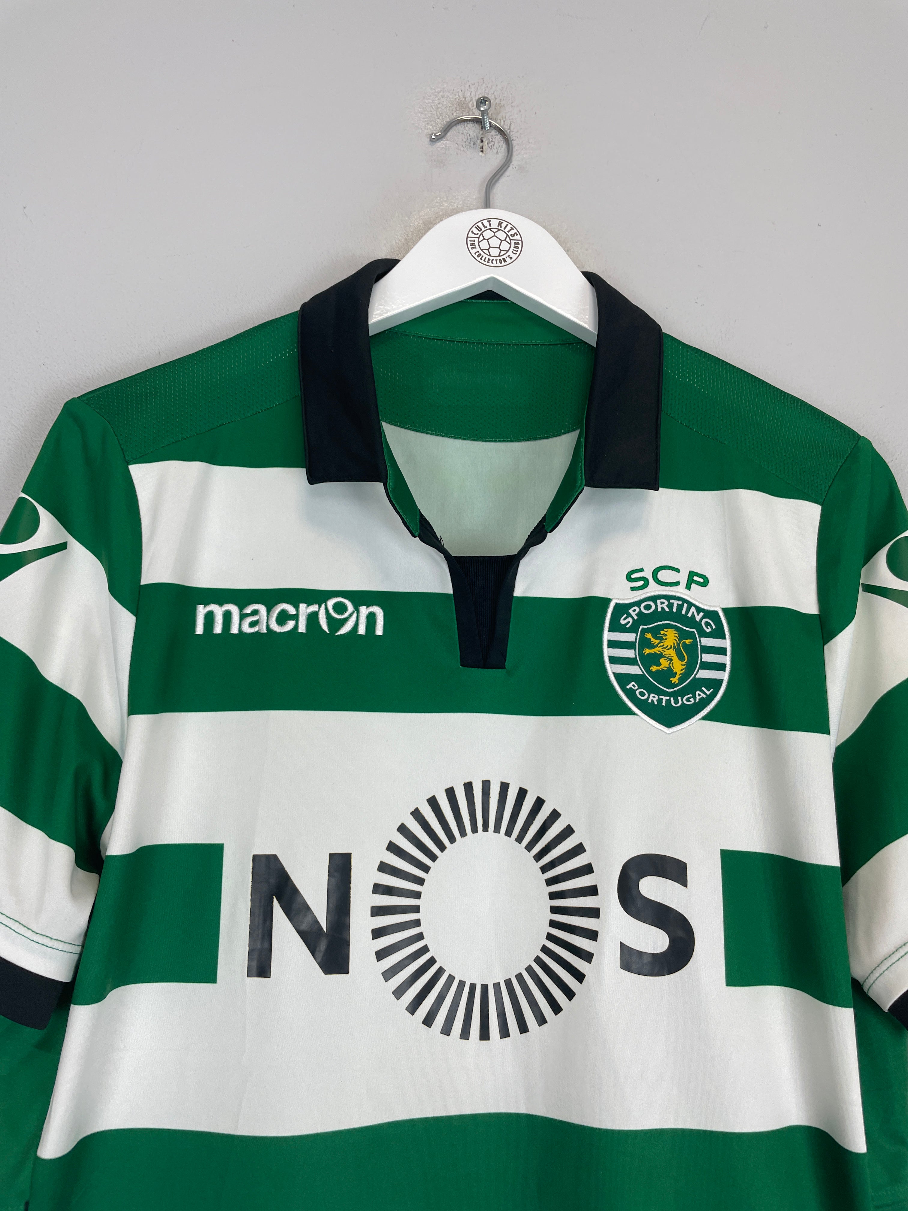 Shop 2016/17 SPORTING LISBON #7 HOME SHIRT (M) MACRON, classic football shirts, vintage football shirts & retro soccer jerseys at Cult Kits