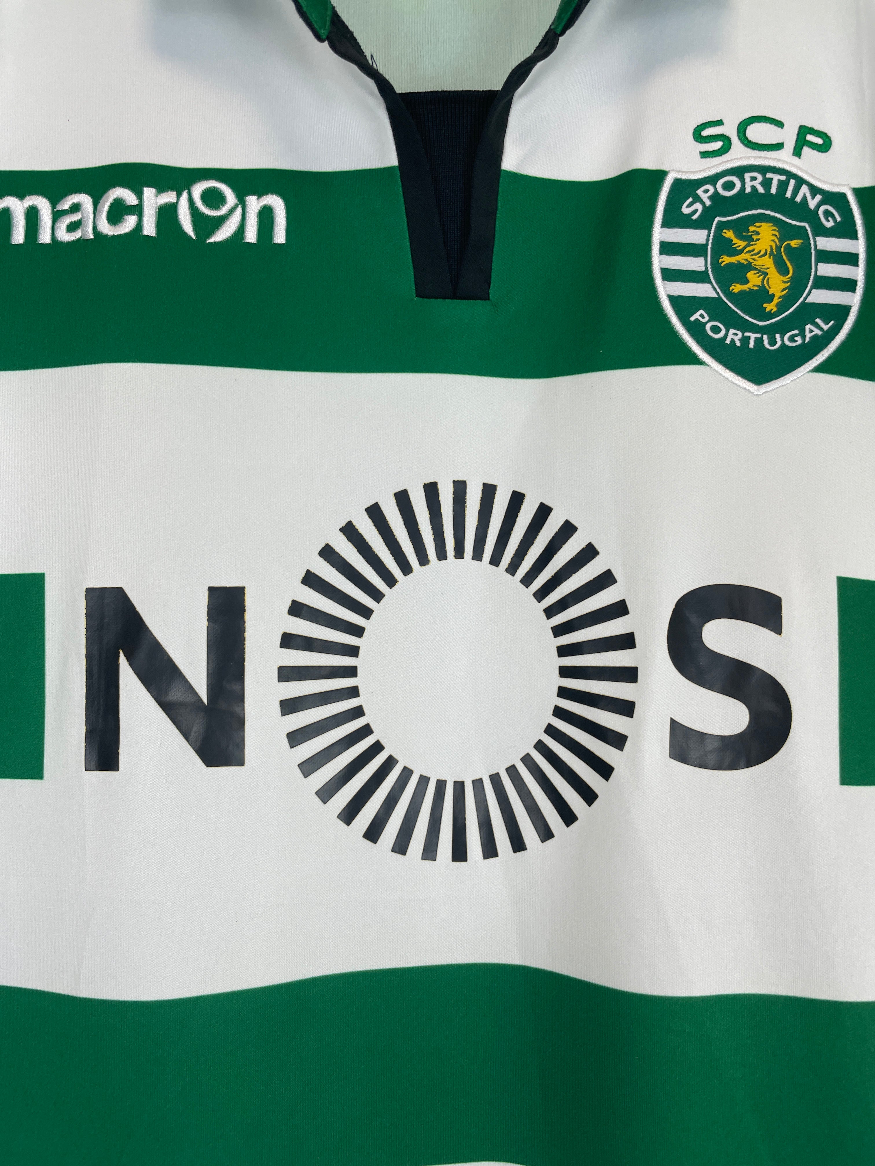 Shop 2016/17 SPORTING LISBON #7 HOME SHIRT (M) MACRON, classic football shirts, vintage football shirts & retro soccer jerseys at Cult Kits